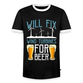 La technologie des éoliennes réparera les éoliennes - T-shirt contrasté Homme - noir/blanc - Devant - AI Model Female 172 light (172cm) & AI Model Male 178 light (178cm)