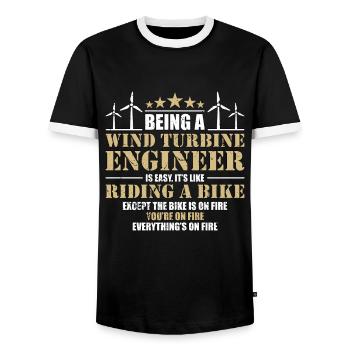 Wind Turbine Tech Being A Wind Turbine Technician - Men's Ringer Shirt - black/white - Front - AI Model Female 172 light (172cm) & AI Model Male 178 light (178cm)