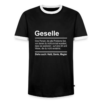 Geselle Definition Lustig Spruch Männer Beruf - Männer Kontrast-T-Shirt - Schwarz/Weiß - Vorne - AI Model Female 172 light (172cm) & AI Model Male 178 light (178cm)