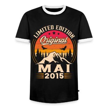 Mai 2015 Vintage Nées En Mai 2015 Anniversaire - T-shirt contrasté Homme - noir/blanc - Devant - AI Model Female 172 light (172cm) & AI Model Male 178 light (178cm)