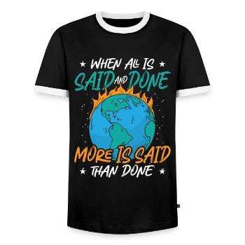 Climate Change When All Is Said And Done Awareness - Men's Ringer Shirt - black/white - Front - AI Model Female 172 light (172cm) & AI Model Male 178 light (178cm)