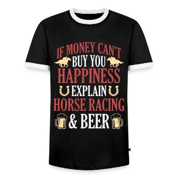 Horse Racing If Money Can't Buy Horseback Riding - Männer Kontrast-T-Shirt - Schwarz/Weiß - Vorne - AI Model Female 172 light (172cm) & AI Model Male 178 light (178cm)