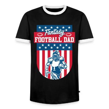 Papa de football Fantasy - T-shirt contrasté Homme - noir/blanc - Devant - AI Model Female 172 light (172cm) & AI Model Male 178 light (178cm)
