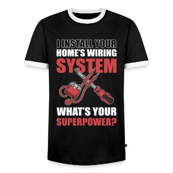 I Install Your Home’s Wiring System Electrician - Männer Kontrast-T-Shirt - Schwarz/Weiß - Vorne - AI Model Female 172 light (172cm) & AI Model Male 178 light (178cm)