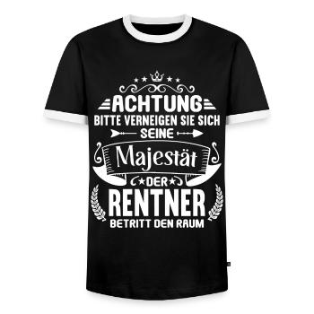 Rente 2023 Ruhestand Abschied Rentner 2023 - Männer Kontrast-T-Shirt - Schwarz/Weiß - Vorne - AI Model Female 172 light (172cm) & AI Model Male 178 light (178cm)