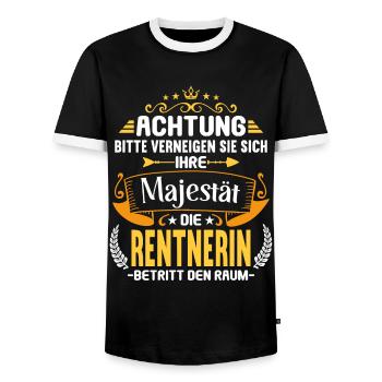 Pension 2023 Retirement Farewell Pensioner 2023 - Men's Ringer Shirt - black/white - Front - AI Model Female 172 light (172cm) & AI Model Male 178 light (178cm)