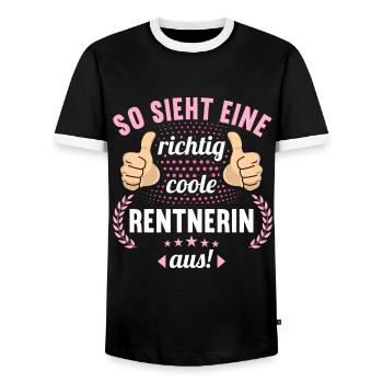 Pension 2023 Retraite Adieu pensionné 2023 - T-shirt contrasté Homme - noir/blanc - Devant - AI Model Female 172 light (172cm) & AI Model Male 178 light (178cm)