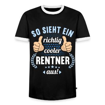 Rente 2023 Ruhestand Abschied Rentner 2023 - Männer Kontrast-T-Shirt - Schwarz/Weiß - Vorne - AI Model Female 172 light (172cm) & AI Model Male 178 light (178cm)