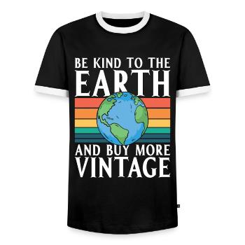 Recyclage Soyez gentil avec le recycleur rétro Go Green - T-shirt contrasté Homme - noir/blanc - Devant - AI Model Female 172 light (172cm) & AI Model Male 178 light (178cm)