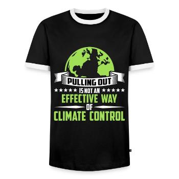 Le retrait du réchauffement climatique n’est pas écologiste - T-shirt contrasté Homme - noir/blanc - Devant - AI Model Female 172 light (172cm) & AI Model Male 178 light (178cm)