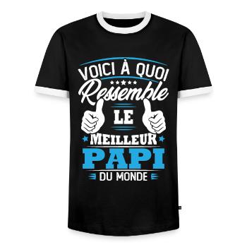Voici à quoi ressemble le meilleur papi du monde - T-shirt contrasté Homme - noir/blanc - Devant - AI Model Female 172 light (172cm) & AI Model Male 178 light (178cm)