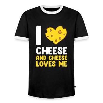 Drôle d’amateur de fromage Humour Fromage - T-shirt contrasté Homme - noir/blanc - Devant - AI Model Female 172 light (172cm) & AI Model Male 178 light (178cm)