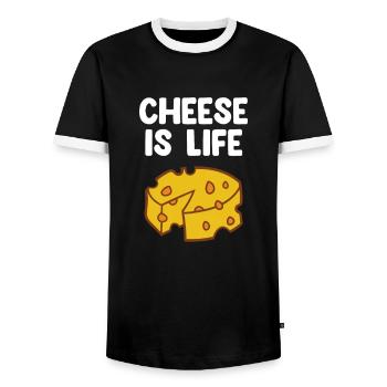 Drôle d’amateur de fromage Humour Fromage - T-shirt contrasté Homme - noir/blanc - Devant - AI Model Female 172 light (172cm) & AI Model Male 178 light (178cm)