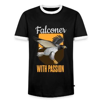 Falkner aus Leidenschaft Falken Design - Männer Kontrast-T-Shirt - Schwarz/Weiß - Vorne - AI Model Female 172 light (172cm) & AI Model Male 178 light (178cm)