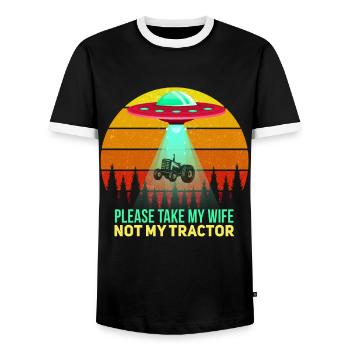 Funny Farmer Farmer Saying Motif - Men's Ringer Shirt - black/white - Front - AI Model Female 172 light (172cm) & AI Model Male 178 light (178cm)