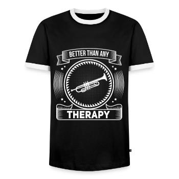 Witziger Trompetenspieler Spruch - Männer Kontrast-T-Shirt - Schwarz/Weiß - Vorne - AI Model Female 172 light (172cm) & AI Model Male 178 light (178cm)