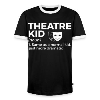 Theater Schauspieler - Männer Kontrast-T-Shirt - Schwarz/Weiß - Vorne - AI Model Female 172 light (172cm) & AI Model Male 178 light (178cm)