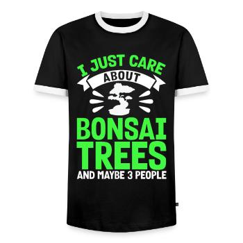 Bonsai Tree Gift Japan Bonsai Garden - Men's Ringer Shirt - black/white - Front - AI Model Female 172 light (172cm) & AI Model Male 178 light (178cm)