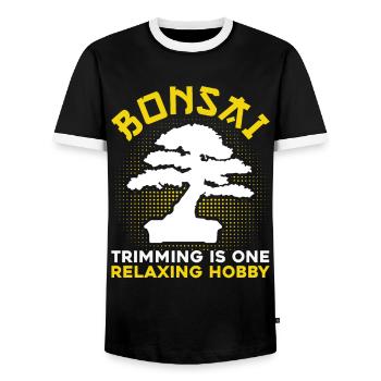 Bonsai Tree Gift Japan Bonsai Garden - Men's Ringer Shirt - black/white - Front - AI Model Female 172 light (172cm) & AI Model Male 178 light (178cm)