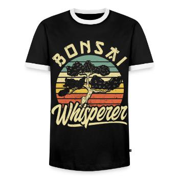 Bonsai Tree Gift Japan Bonsai Garden - Men's Ringer Shirt - black/white - Front - AI Model Female 172 light (172cm) & AI Model Male 178 light (178cm)