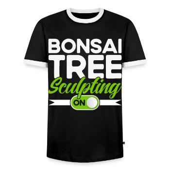 Bonsai Tree Gift Japan Bonsai Garden - Men's Ringer Shirt - black/white - Front - AI Model Female 172 light (172cm) & AI Model Male 178 light (178cm)