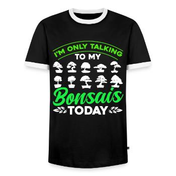Bonsai Tree Gift Japan Bonsai Garden - Men's Ringer Shirt - black/white - Front - AI Model Female 172 light (172cm) & AI Model Male 178 light (178cm)