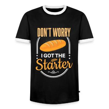 Cool bread baking baker saying motif - Men's Ringer Shirt - black/white - Front - AI Model Female 172 light (172cm) & AI Model Male 178 light (178cm)