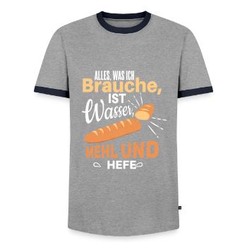 Cool bread baking baker saying motif - Men's Ringer Shirt - grey/navy  - Front - AI Model Female 172 light (172cm) & AI Model Male 178 light (178cm)
