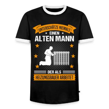 Heizungsbauer Alter Mann Spruch Herren Geschenk - Männer Kontrast-T-Shirt - Schwarz/Weiß - Vorne - AI Model Female 172 light (172cm) & AI Model Male 178 light (178cm)