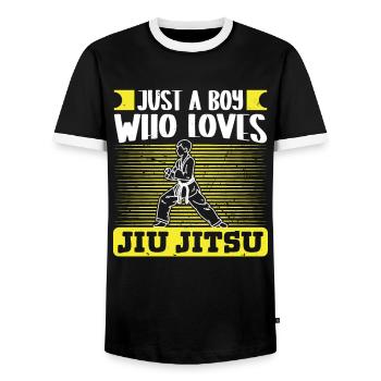 Jujutsu Just Boy qui aime les arts martiaux Jiu Jitsu - T-shirt contrasté Homme - noir/blanc - Devant - AI Model Female 172 light (172cm) & AI Model Male 178 light (178cm)