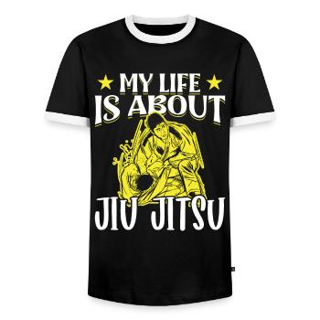 Jujutsu Life Is About Jiu Jitsu Martial Arts MMA - Männer Kontrast-T-Shirt - Schwarz/Weiß - Vorne - AI Model Female 172 light (172cm) & AI Model Male 178 light (178cm)