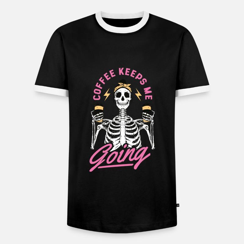 Kaffee - Kaffee keeps me going - Männer Kontrast-T-Shirt - Schwarz/Weiß