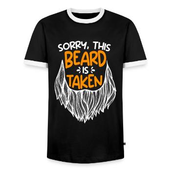 Cette barbe est pardonnée aux couples pour la Saint-Valentin - T-shirt contrasté Homme - noir/blanc - Devant - AI Model Female 172 light (172cm) & AI Model Male 178 light (178cm)