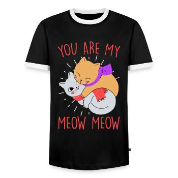 Amour de chat J’aime mon chat Saint-Valentin - T-shirt contrasté Homme - noir/blanc - Devant - AI Model Female 172 light (172cm) & AI Model Male 178 light (178cm)