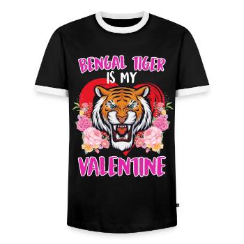 Honey I Love Bengal Tiger Valentine's Day - Men's Ringer Shirt - black/white - Front - AI Model Female 172 light (172cm) & AI Model Male 178 light (178cm)