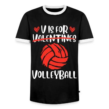 V signifie Volleyball Love Valentine’s Day - T-shirt contrasté Homme - noir/blanc - Devant - AI Model Female 172 light (172cm) & AI Model Male 178 light (178cm)