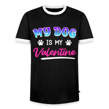 Propriétaire de chien, mon chien est ma Saint-Valentin - T-shirt contrasté Homme - noir/blanc - Devant - AI Model Female 172 light (172cm) & AI Model Male 178 light (178cm)