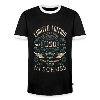 Limited Edition 50. Geburtstag Lustiger Spruch Ü50 - Männer Kontrast-T-Shirt - Schwarz/Weiß - Vorne - AI Model Female 172 light (172cm) & AI Model Male 178 light (178cm)