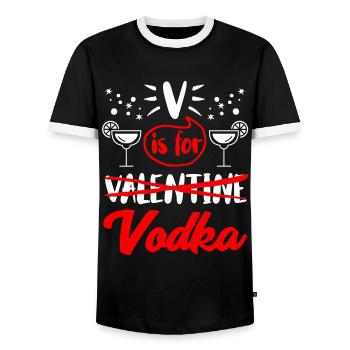 V steht für Vodka nicht Valentinstag - Männer Kontrast-T-Shirt - Schwarz/Weiß - Vorne - AI Model Female 172 light (172cm) & AI Model Male 178 light (178cm)