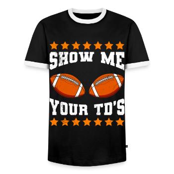 Show me your TD s Fantasy Football - Men's Ringer Shirt - black/white - Front - AI Model Female 172 light (172cm) & AI Model Male 178 light (178cm)