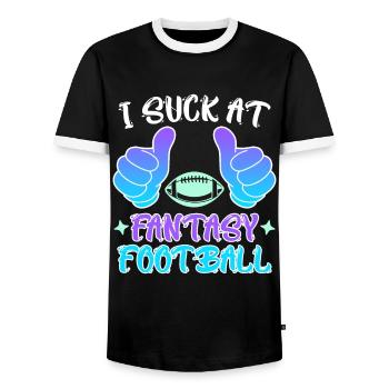 Ich suck at Fantasy Football Loser - Men's Ringer Shirt - black/white - Front - AI Model Female 172 light (172cm) & AI Model Male 178 light (178cm)