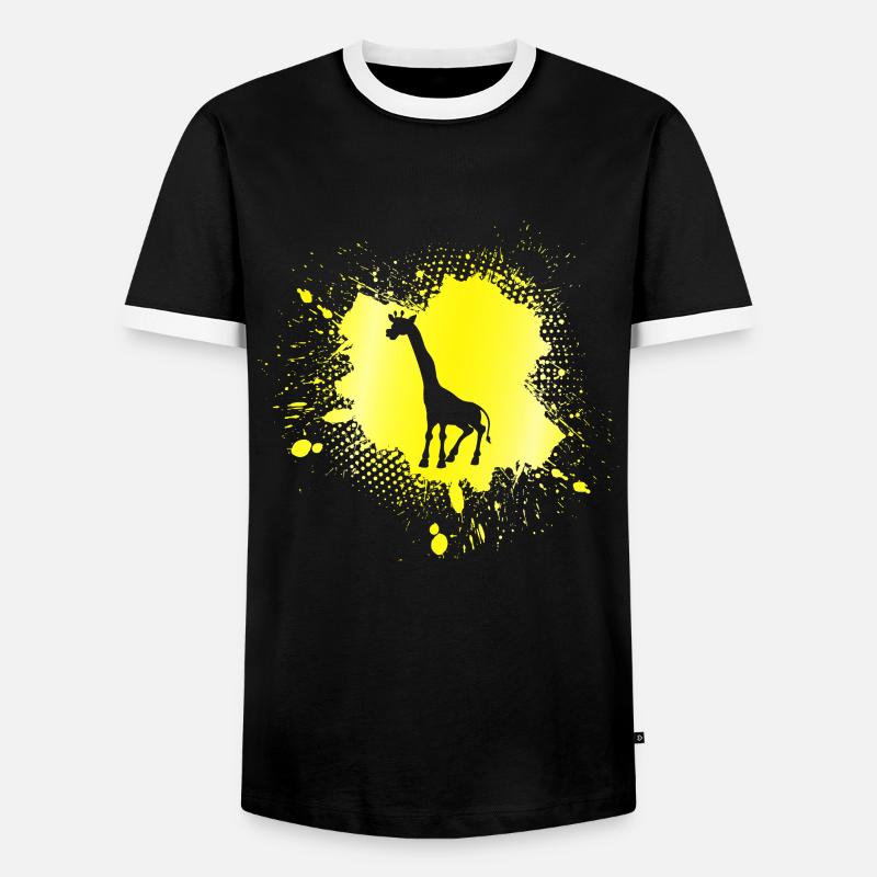 Giraffe - Männer Kontrast-T-Shirt - Schwarz/Weiß