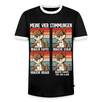 Meine 4 Stimmungen Kaffee Otter - Männer Kontrast-T-Shirt - Schwarz/Weiß - Vorne - AI Model Female 172 light (172cm) & AI Model Male 178 light (178cm)