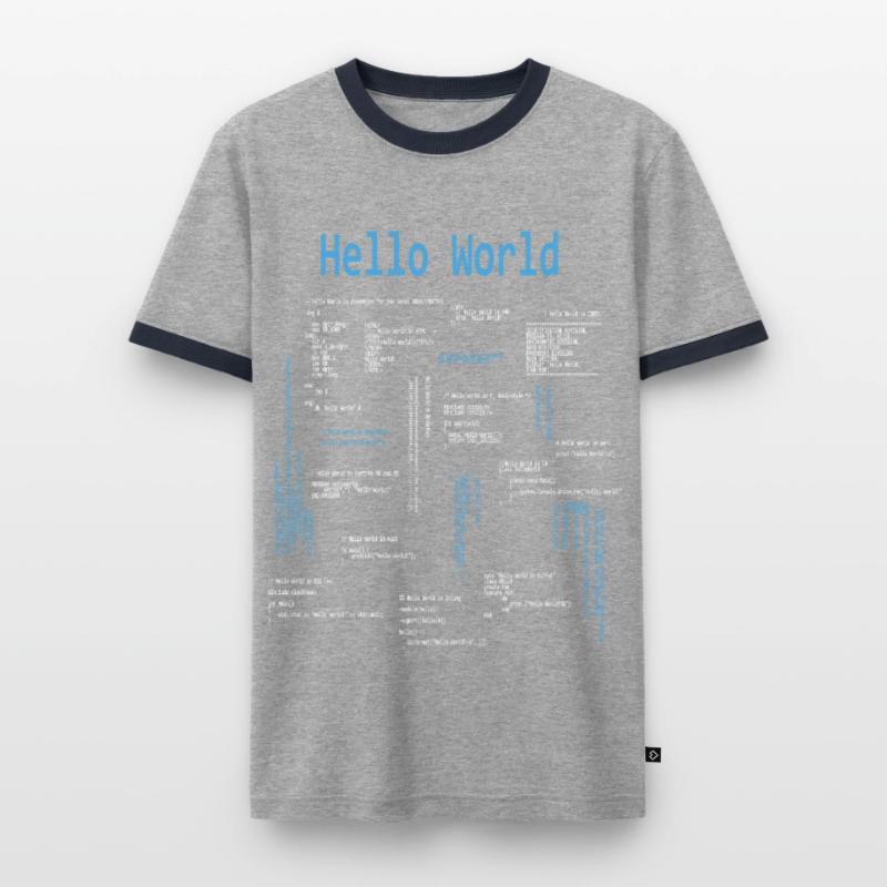 Hello World Programming Languages Programmer Nerd Men's Ringer Shirt