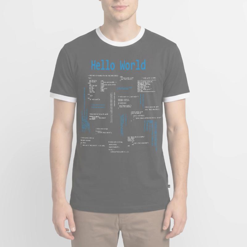 Hello World Programming Languages Programmer Nerd Men's Ringer Shirt