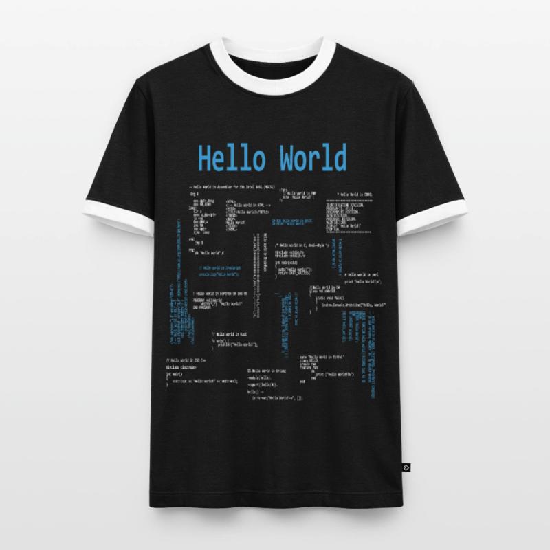 Hello World Programming Languages Programmer Nerd Men's Ringer Shirt