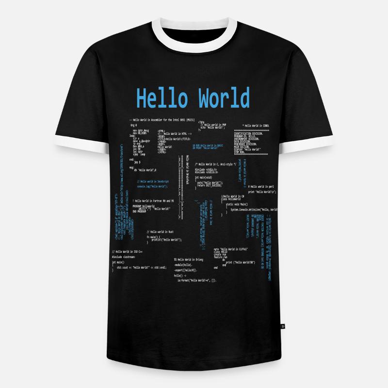 Hello World Programming Languages Programmer Nerd - Men's Ringer Shirt - black/white