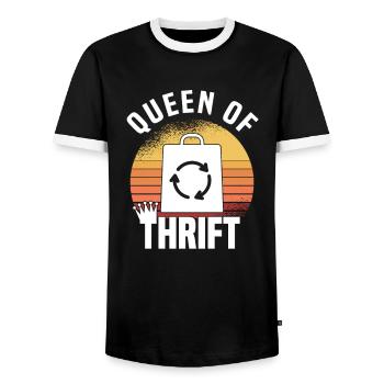 Secondhand Shop Secondhand Eco Hipster Used - Men's Ringer Shirt - black/white - Front - AI Model Female 172 light (172cm) & AI Model Male 178 light (178cm)
