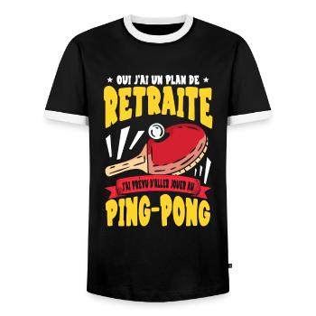 Joueur De Ping Pong - T-shirt contrasté Homme - noir/blanc - Devant - AI Model Female 172 light (172cm) & AI Model Male 178 light (178cm)