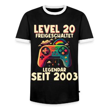 2003 Level 20 Jahre Gaming 20er 20 Geburtstag - Männer Kontrast-T-Shirt - Schwarz/Weiß - Vorne - AI Model Female 172 light (172cm) & AI Model Male 178 light (178cm)